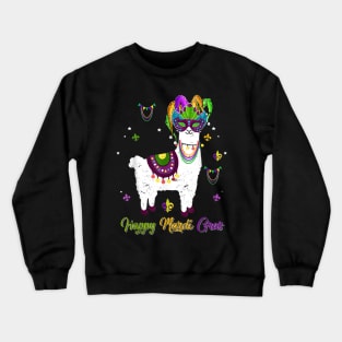 Mardi Gras Llama Lover Costume Funny Carnival Party Giftf Crewneck Sweatshirt